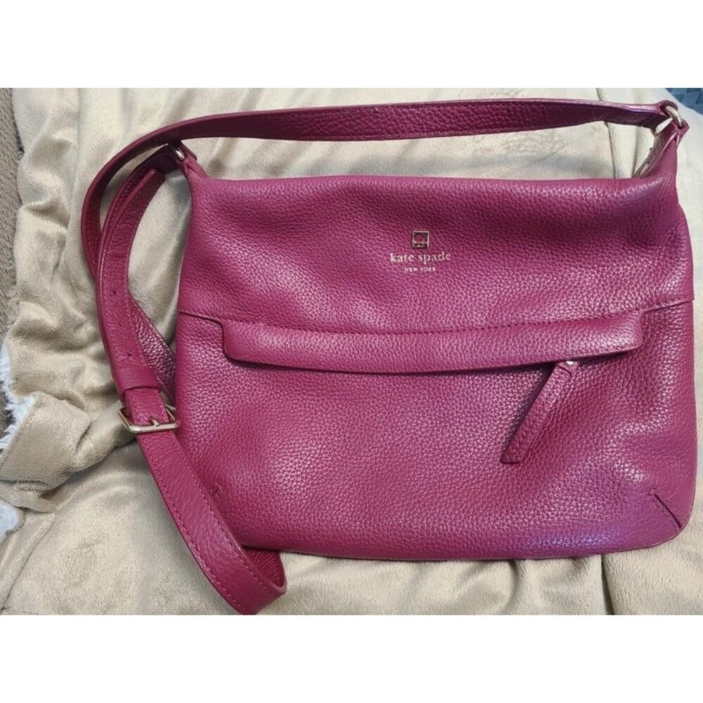 Kate Spade Magenta Pebble Leather Grant Starla Crossbody Bag
